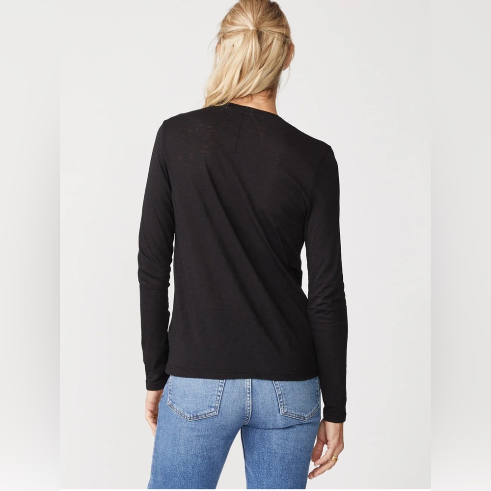 Stateside V neck Black Fitted Long Sleeve Tee - Picture 3 of 7